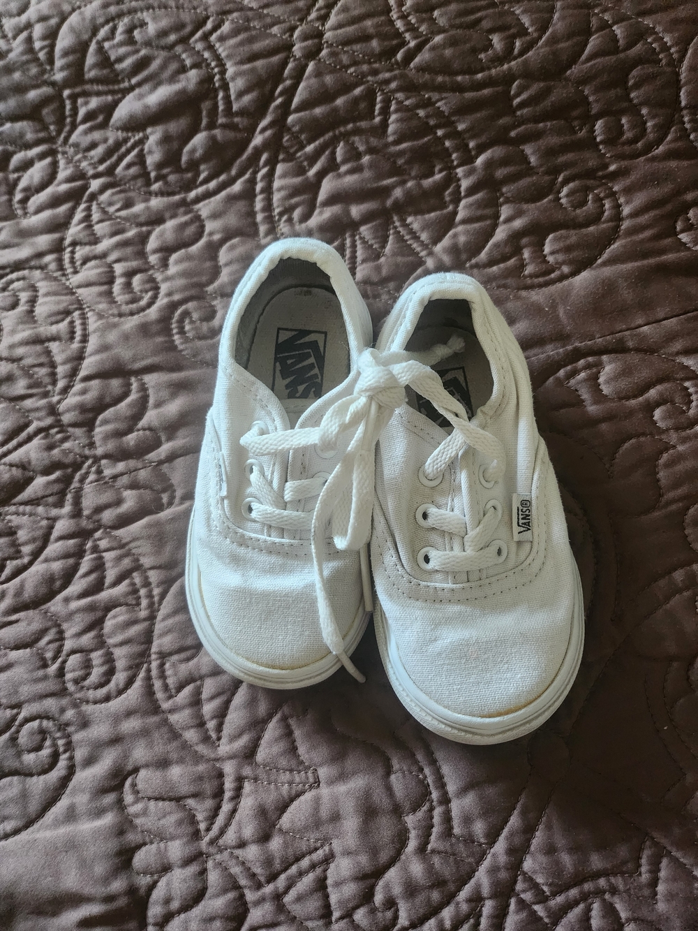 Vans Kids White Canvas Lace-Up Sneakers